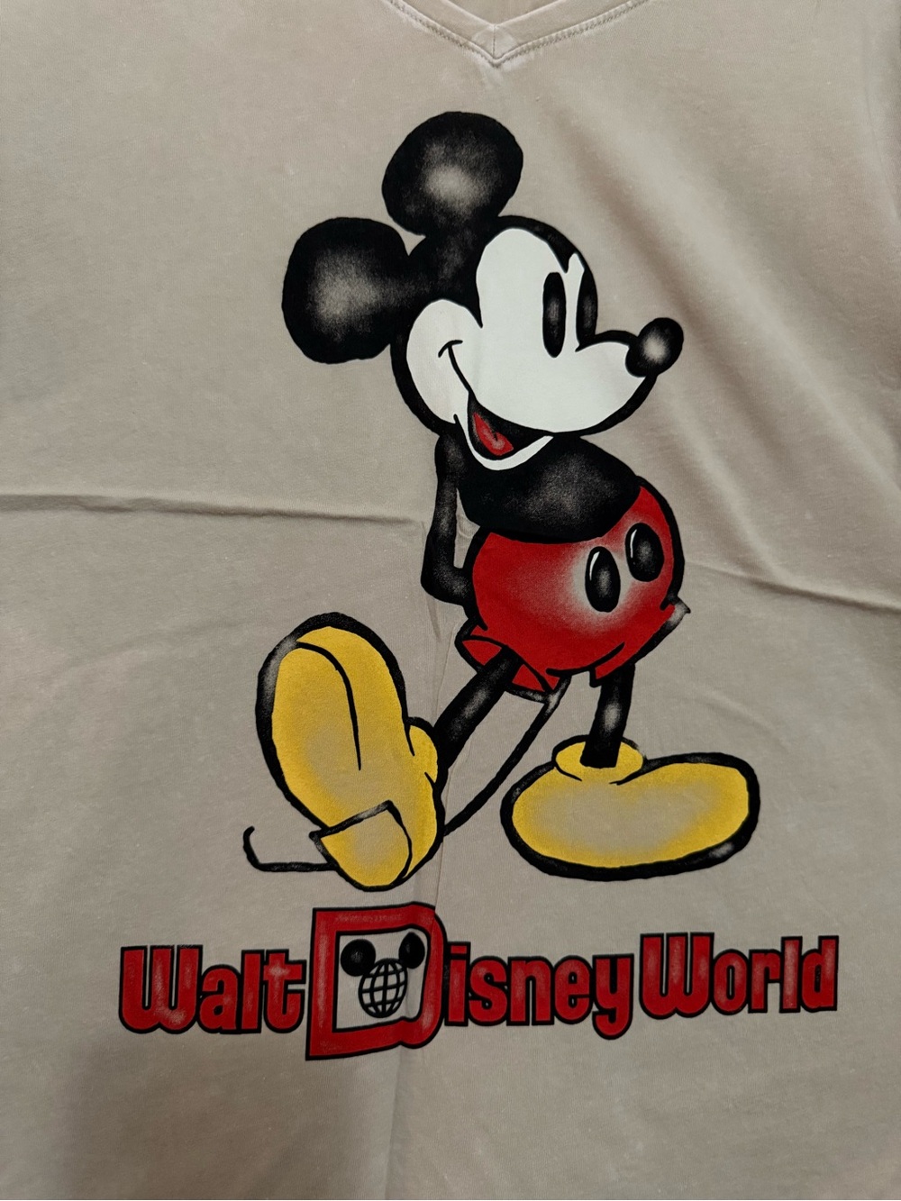 WDW Classic Mickey Mouse Tee - Beige with Red & Yellow